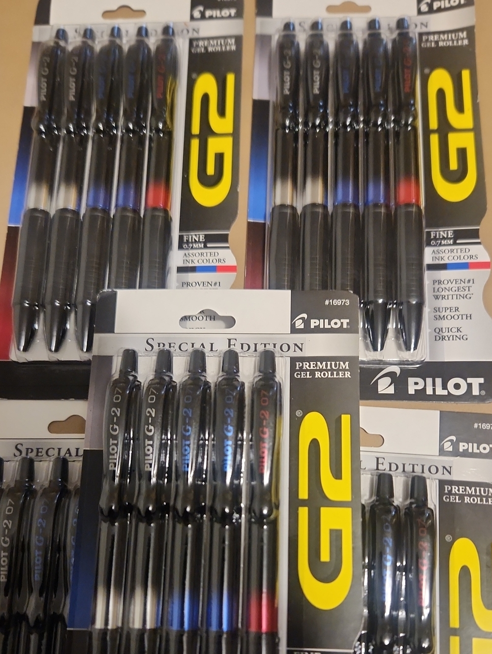 Pilot G2 Premium Gel Roller Pen Set - Black Barrels with Blue & Red Accents